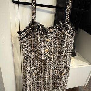 Chic Black and Tan Tweed dress